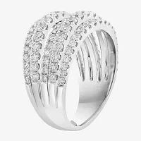 Effy  (E-F / Vs2-Si1) Womens 2 CT. T.W. Lab Grown White Diamond 14K White Gold Cocktail Ring