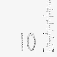 Effy  1/5 CT. Natural White Diamond Sterling Silver 27.9mm Hoop Earrings