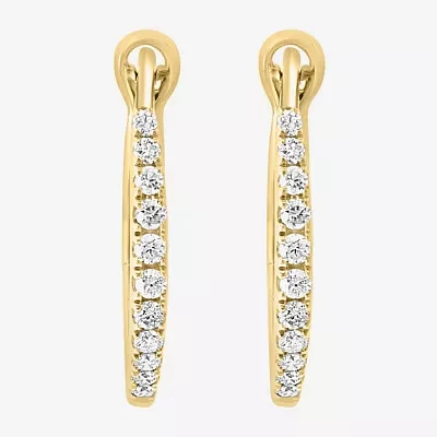 Effy  1/7 CT. T.W. Natural White Diamond 14K Gold 15.2mm Hoop Earrings