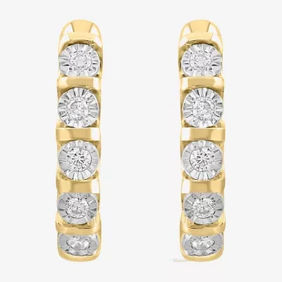 Effy  1/5 CT. Natural White Diamond 14K Gold Over Silver Sterling Silver 68mm Hoop Earrings