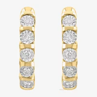 Effy  1/5 CT. Natural White Diamond 14K Gold Over Silver Sterling Silver 68mm Hoop Earrings