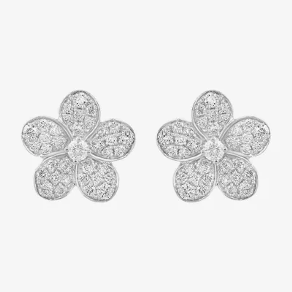 Effy  (E-F / Vs2-Si1) 3/4 CT. T.W. Lab Grown White Diamond Sterling Silver 47mm Flower Stud Earrings