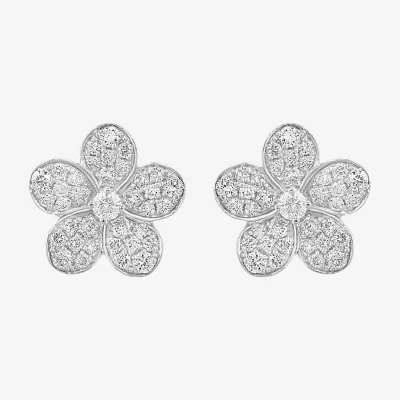 Effy  (E-F / Vs2-Si1) 3/4 CT. T.W. Lab Grown White Diamond Sterling Silver 47mm Flower Stud Earrings