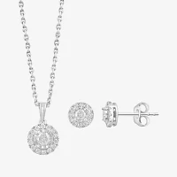 Effy  (G / Si1-Si2) Womens 2-pc. 5/8 CT. T.W. Cable Lab Grown White Diamond Sterling Silver Round Pendant Necklace Set