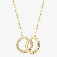 Effy  Womens 1/4 CT. T.W. Natural White Diamond 14K Gold Circle Pendant Necklace