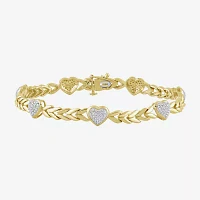 1/5 CT. Natural White Diamond 10K Gold Over Silver Heart 7 Inch Tennis Bracelet