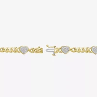 1/5 CT. Natural White Diamond 10K Gold Over Silver Heart 7 Inch Tennis Bracelet