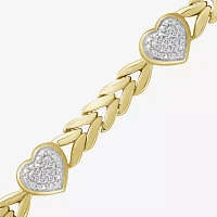 1/5 CT. Natural White Diamond 10K Gold Over Silver Heart 7 Inch Tennis Bracelet