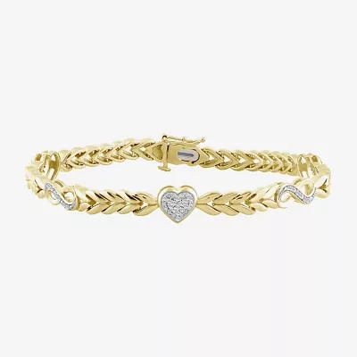 1/5 CT. Natural White Diamond 10K Gold Over Silver Heart Infinity 7 Inch Tennis Bracelet