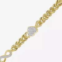 1/5 CT. Natural White Diamond 10K Gold Over Silver Heart Infinity 7 Inch Tennis Bracelet