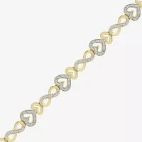 1/5 CT. Natural White Diamond 10K Gold Over Silver Heart Infinity 7 Inch Tennis Bracelet