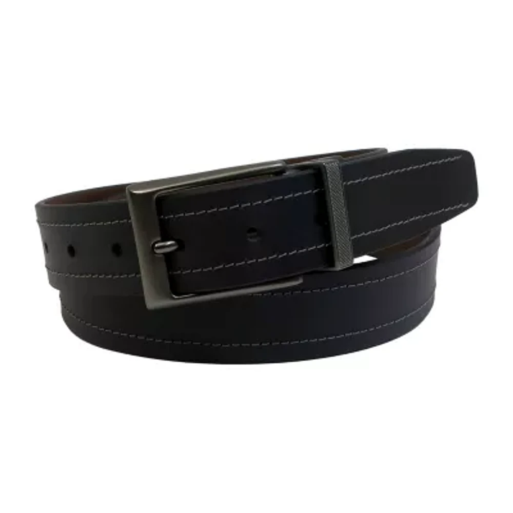 Collection By Michael Strahan 35mm Center Stitch Reversible Mgun Bkle Mens Belt