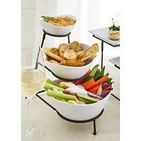 Gibson Elite Gracious Dining 3 Tier Bowl Server Set with Metal Stand