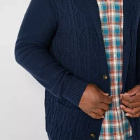 St. John's Bay Big and Tall Cable Mens Long Sleeve Cardigan