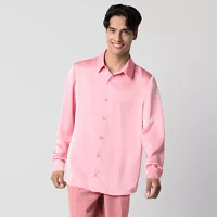 Johnny Wujek for JCPenney Mens Fitted Long Sleeve Easy Care Button-Down Shirt