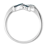 Womens Diamond Accent Natural Blue Diamond Sterling Silver Bow Cocktail Ring