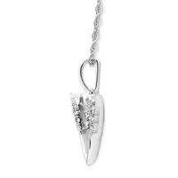 Mom" Womens 1/10 CT. T.W. Natural Diamond Sterling Silver Heart Pendant Necklace