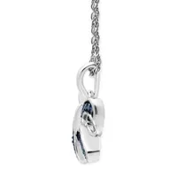 Womens Diamond Accent Natural Blue Diamond Sterling Silver Bow Pendant Necklace