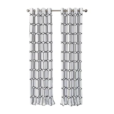 Elrene Home Fashions Kaiden Geometric Grommet Top Blackout Single Curtain Panels