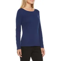 Liz Claiborne Womens Crew Neck Long Sleeve T-Shirt