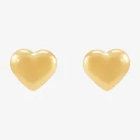 14K Gold 6.2mm Heart Stud Earrings