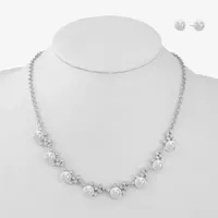 Monet Jewelry Silver Tone Collar Necklace And Stud Earring 2-pc. Simulated Pearl Jewelry Set