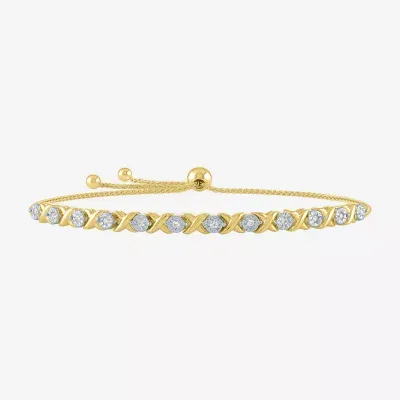 Yes, Please! 1/10 CT. T.W. Natural White Diamond 14K Gold Over Silver Bolo Bracelet