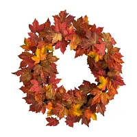 Nearly Natural "22"" Maple Leaf Faux" Indoor Wreath