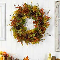 Nearly Natural "32"" Autumn Faux" Indoor Wreath