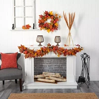 Nearly Natural Maple Pumpkin Gourd & Berry Faux Christmas Indoor Garland