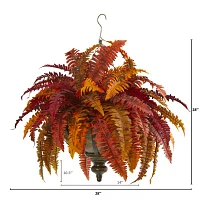 Nearly Natural "28"" Faux Fern Orange" Artificial Plant