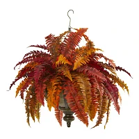 Nearly Natural "28"" Faux Fern Orange" Artificial Plant