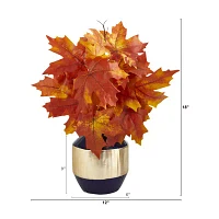 Nearly Natural 18" Faux Maple Leaf Orange Artificial Plant