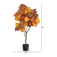 Nearly Natural 4ft Autumn Umbrella Ficus Fall Artificial Plant