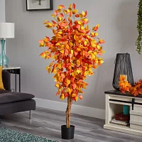 Nearly Natural 5ft Autumn Ficus Fall Artificial Plant