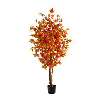 Nearly Natural 6ft Autumn Ficus Fall Artificial Plant