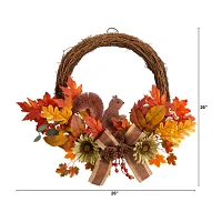 Nearly Natural 26" Fall Artificial With Bunny Wreath