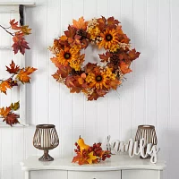 Nearly Natural "28"" Autumn Faux Arrangement" Indoor Wreath