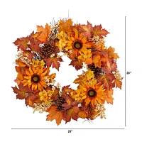 Nearly Natural 28" Autumn Faux Arrangement Wreath