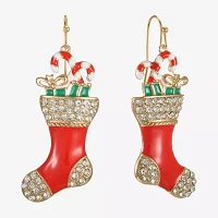 Bijoux Bar Red Stocking Glass Drop Earrings