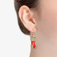 Bijoux Bar Red Stocking Glass Drop Earrings