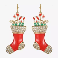 Bijoux Bar Red Stocking Glass Drop Earrings