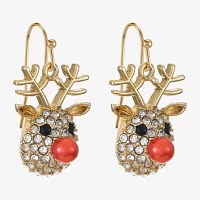 Bijoux Bar Pave Reindeer Glass Drop Earrings