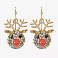 Bijoux Bar Pave Reindeer Glass Drop Earrings