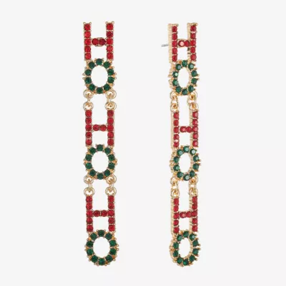 Bijoux Bar Ho Ho Ho Glass Drop Earrings