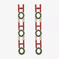 Bijoux Bar Ho Ho Ho Glass Drop Earrings