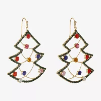 Bijoux Bar Christmas Tree Glass Star Drop Earrings