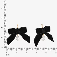 Bijoux Bar Velvet Simulated Pearl Bow Drop Earrings