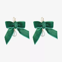 Bijoux Bar Velvet Simulated Pearl Bow Drop Earrings