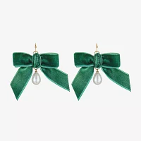 Bijoux Bar Velvet Simulated Pearl Bow Drop Earrings